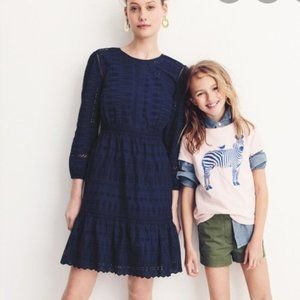 J.Crew Navy Eyelet Brodery Midi Dress